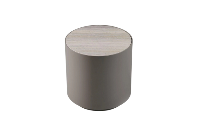 Antigua Round Side Table - (Aluminum Taupe / Laminam Bianco) / Harbour Outdoor