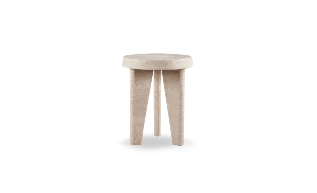 Lucca Round Side Table - (Travertine Natural) / Harbour Outdoor