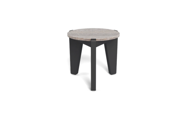MLB Aluminum Round Side Table - (Aluminum Asteroid / Travertine Dark Grey) / Harbour Outdoor