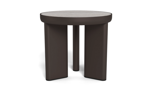 Moab Round Side Table - (Aluminum Bronze / Travertine Dark Grey) / Harbour Outdoor