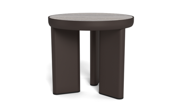 Moab Round Side Table - (Aluminum Bronze / Travertine Dark Grey) / Harbour Outdoor