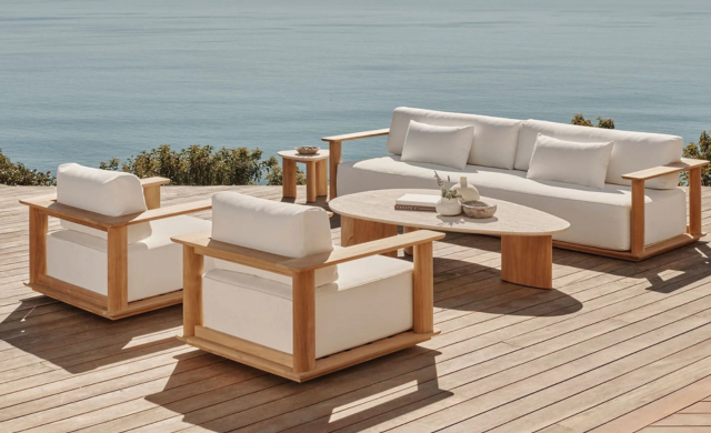 Newport Teak - Oblong Coffee Table 64" / Coffee + Side Tables