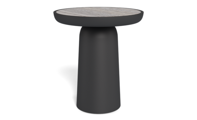 Nova Aluminum Round Side Table - (Aluminum Asteroid / Travertine Dark Grey) / Harbour Outdoor