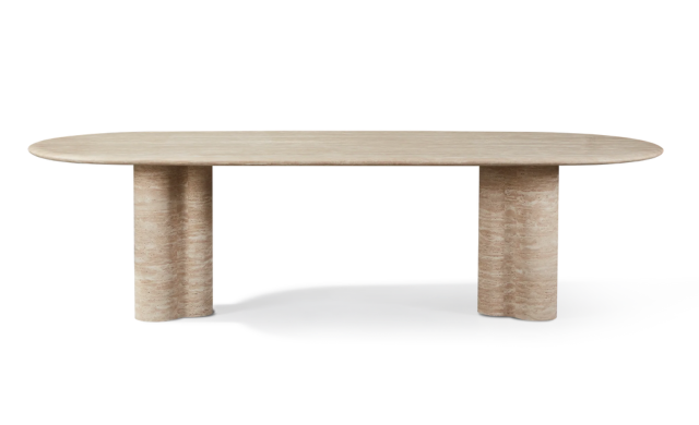 Porto Travertine - Pill Dining Table 108" / Harbour Outdoor