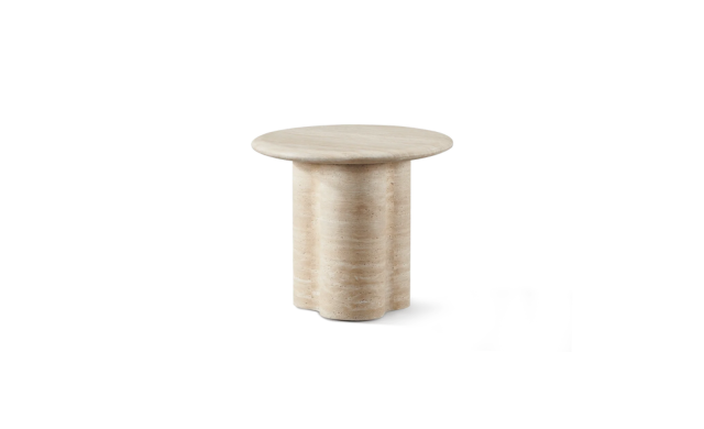 Porto Travertine Round Side Table - (Travertine Natural) / Harbour Outdoor