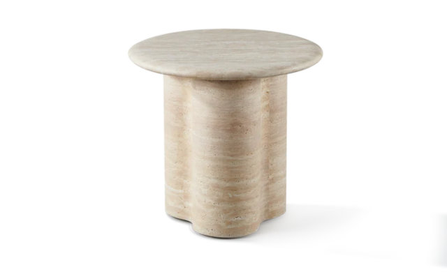 Porto Travertine Round Side Table - (Travertine Natural) / Harbour Outdoor