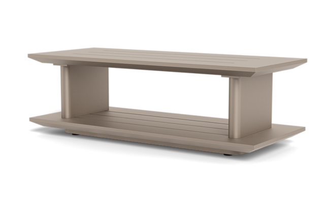 Santorini Outdoor Slatted Rectangle Side Table - (Aluminum Taupe) / Harbour Outdoor