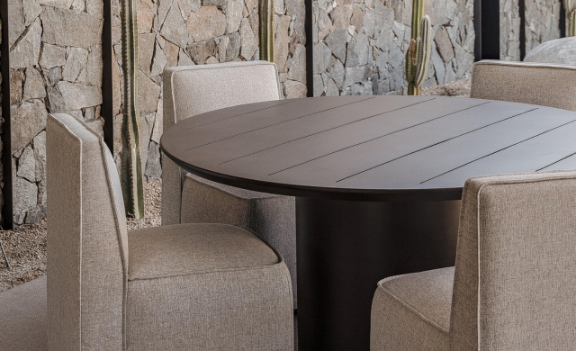 Santorini Outdoor Slatted Round Dining Table - 60" / Harbour Outdoor