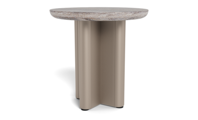 Victoria Round Side Table - (Aluminum Taupe / Travertine Silver) / Harbour Outdoor