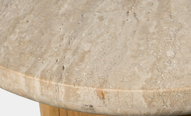 Victoria Teak Side Table - (Teak Natural / Travertine Cream) / Harbour Outdoor